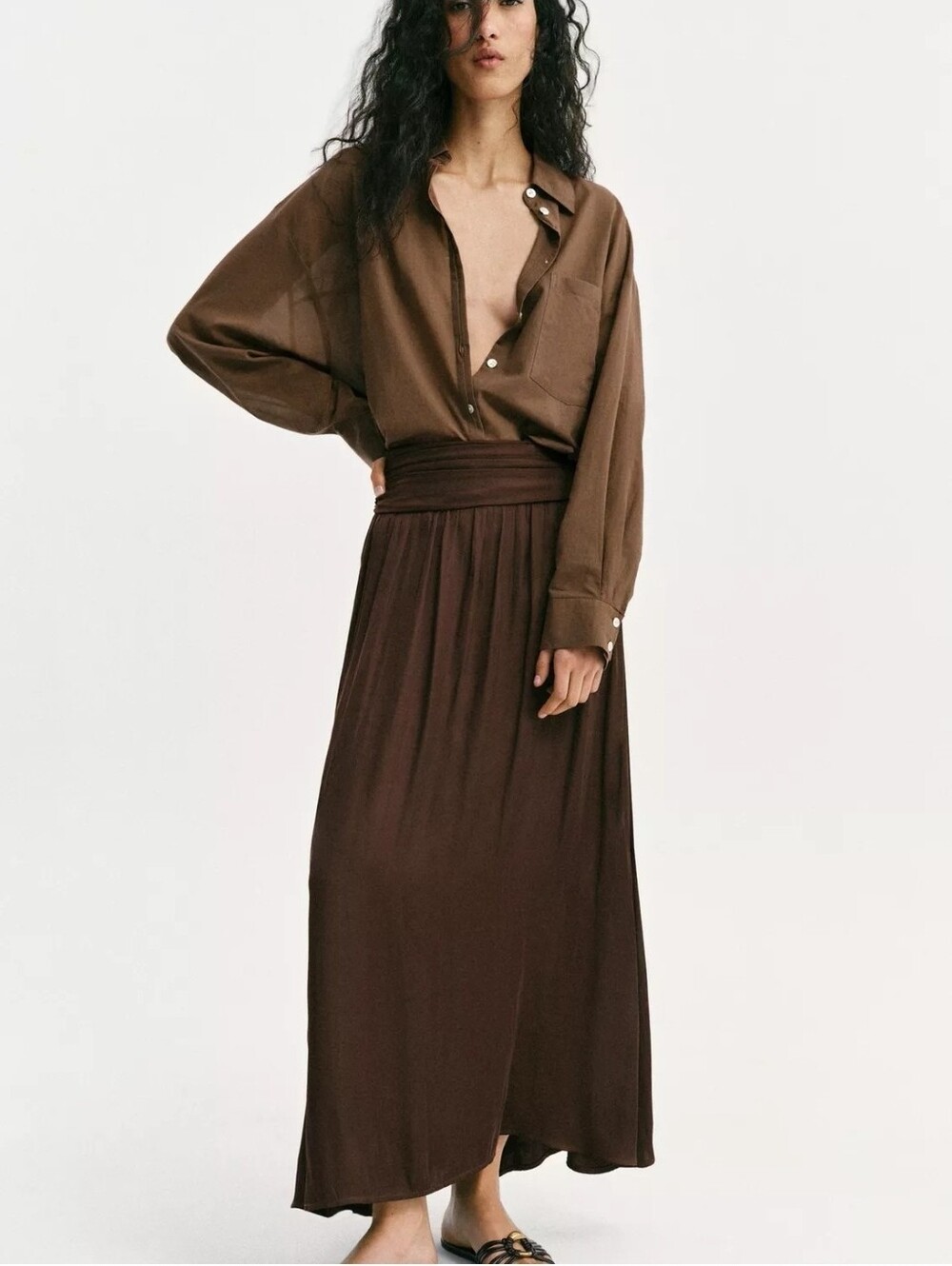 NWT Zara Satin Effect Midi Skirt